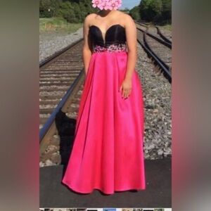 Camille la vie prom dress black/fascia with beautiful band around the waste